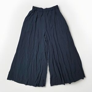 ITEMS URBAN RESEARCH Wide Leg Palazzo Pants Rayon Layered Navy Elastic OSFA EUC